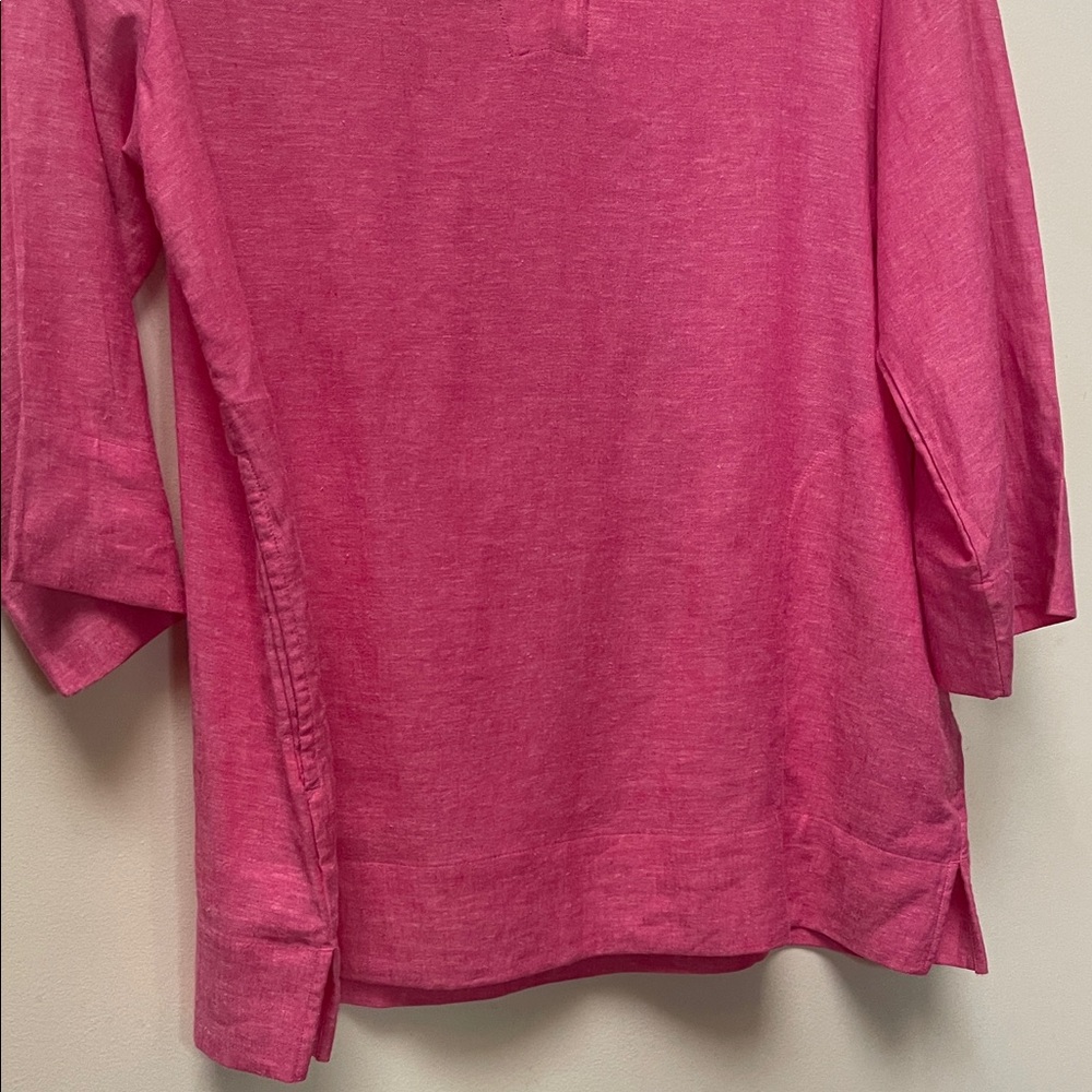Lands' End Linen Blend Vibrant Hot Pink Tunic - Picture 3 of 10
